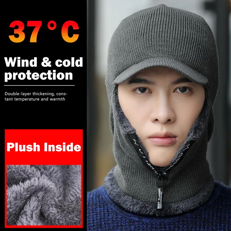 Winter Riding Mask Thickened Plush Knitted Neck Cover Balaclava Mask Windproof Anti-cold Outdoor Motocycle Ski Full Face Cover