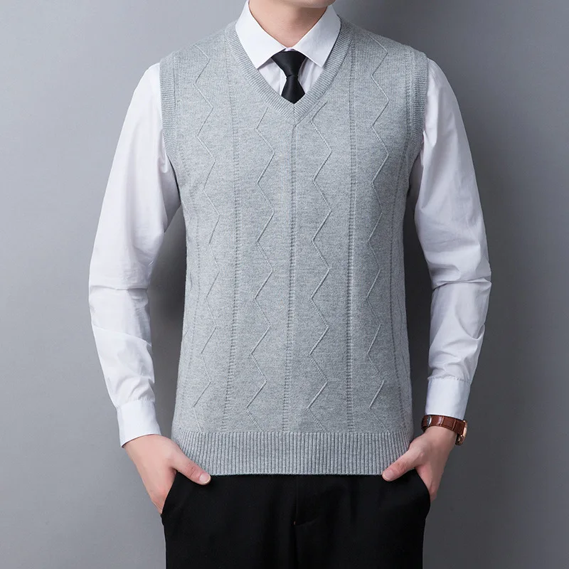 Sweater Vests for Men Korean Fashion Autumn Wool Vest Casual V-neck Sweater Waistcoat Sleeveless Sweater Mens Clothes