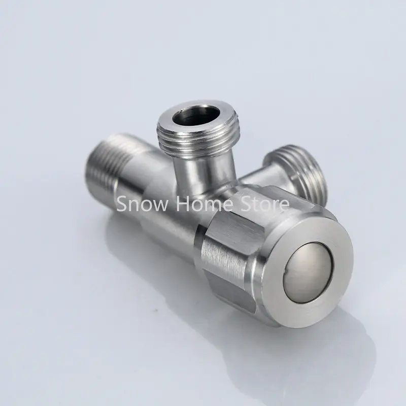 304 Stainless Steel Double Outlet Angle Valve One In Two Out Stop Valve Control Water Switch Triangle