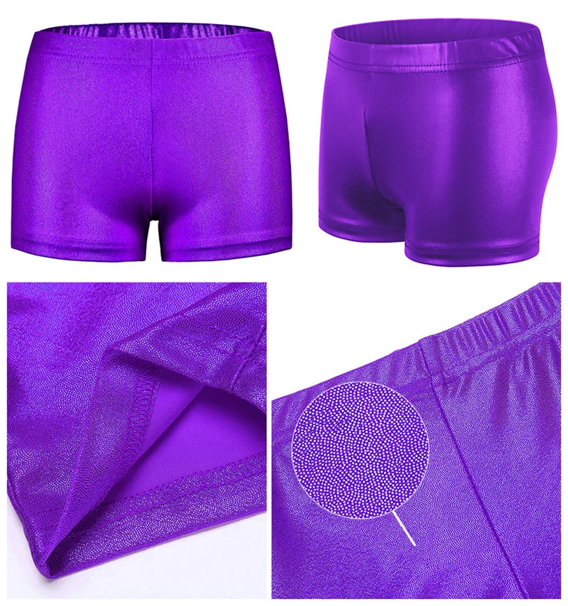 Heißer Verkauf, günstig auf Lager, schnelle Lieferung, elastisch, für Kinder, Mädchen, Kinder, metallisch, kurz, glänzend, goldfarben, schwarz, Sport, Tanz, Gymnastik – Detail 10