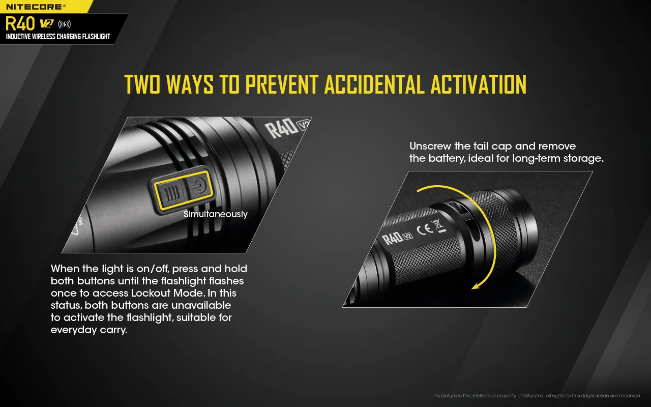 Nitecore R40 V2 flashlight 1200Lm CREE XP L2 V6 LED wireless charging high power outdoor search