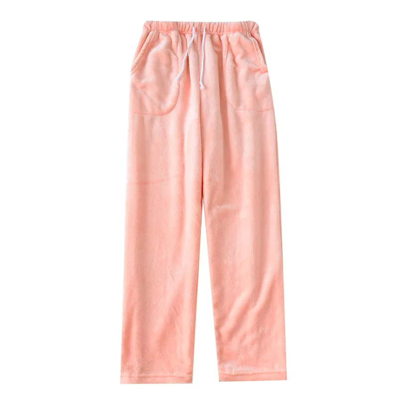 Autumn Winter Sleep Pants Women Warm Flannel Pajama Pants Loungewear Loose Coral Fleece Trouser Lounge Wear New