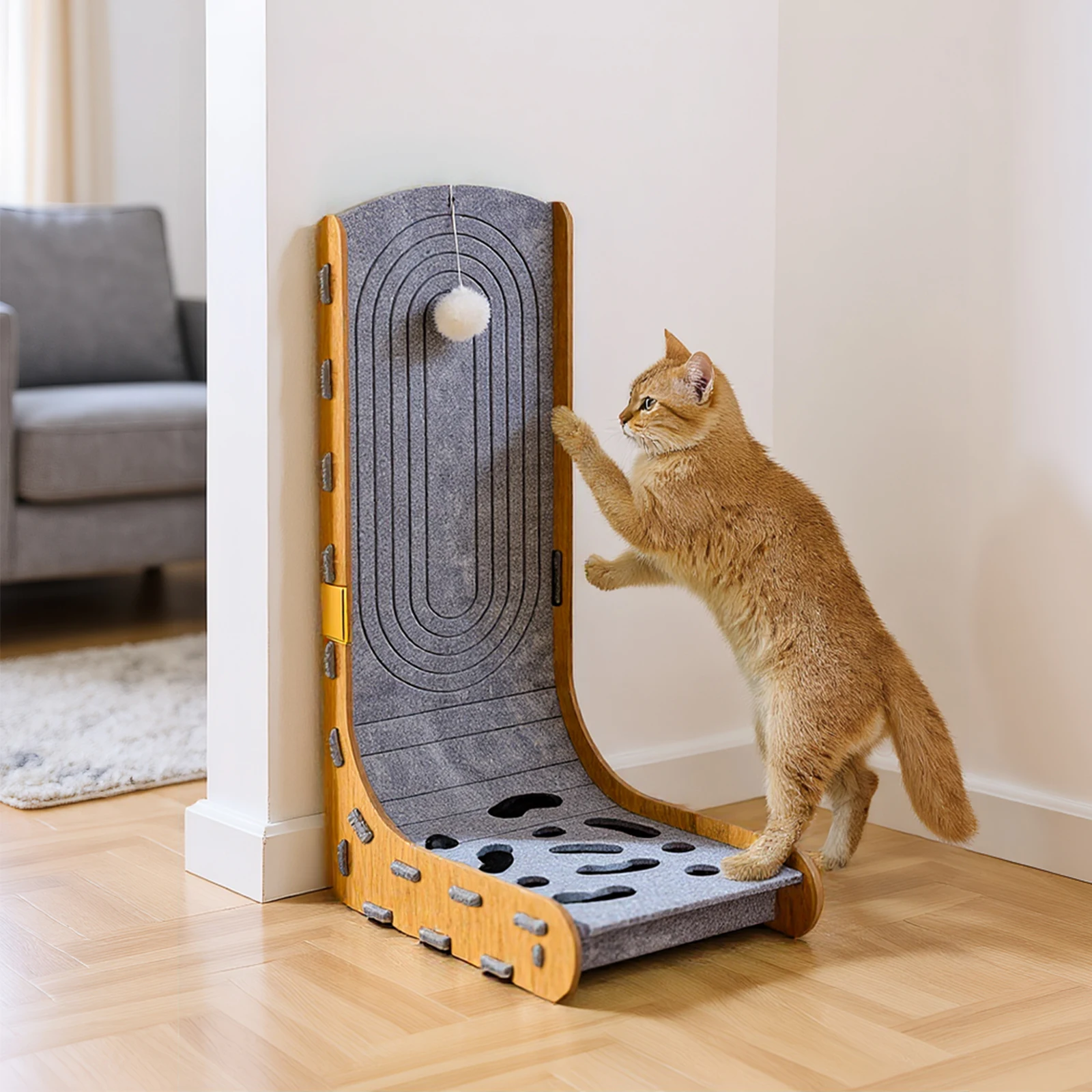 L-Shaped Cat Scratching Board – Wall-Mountable Furniture Protector for Indoor Cats