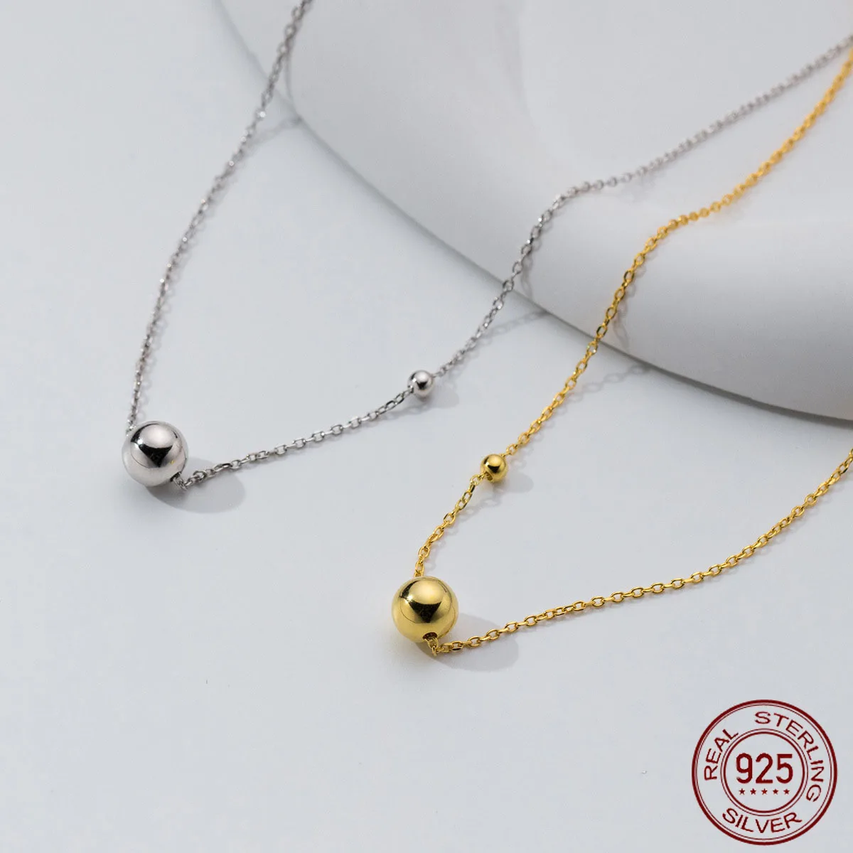 

45cm Silver 925 Necklace Round Pendant Minimalist Fashion 925 Silver Necklace For Women Jewelry Elegant Gift For Girls