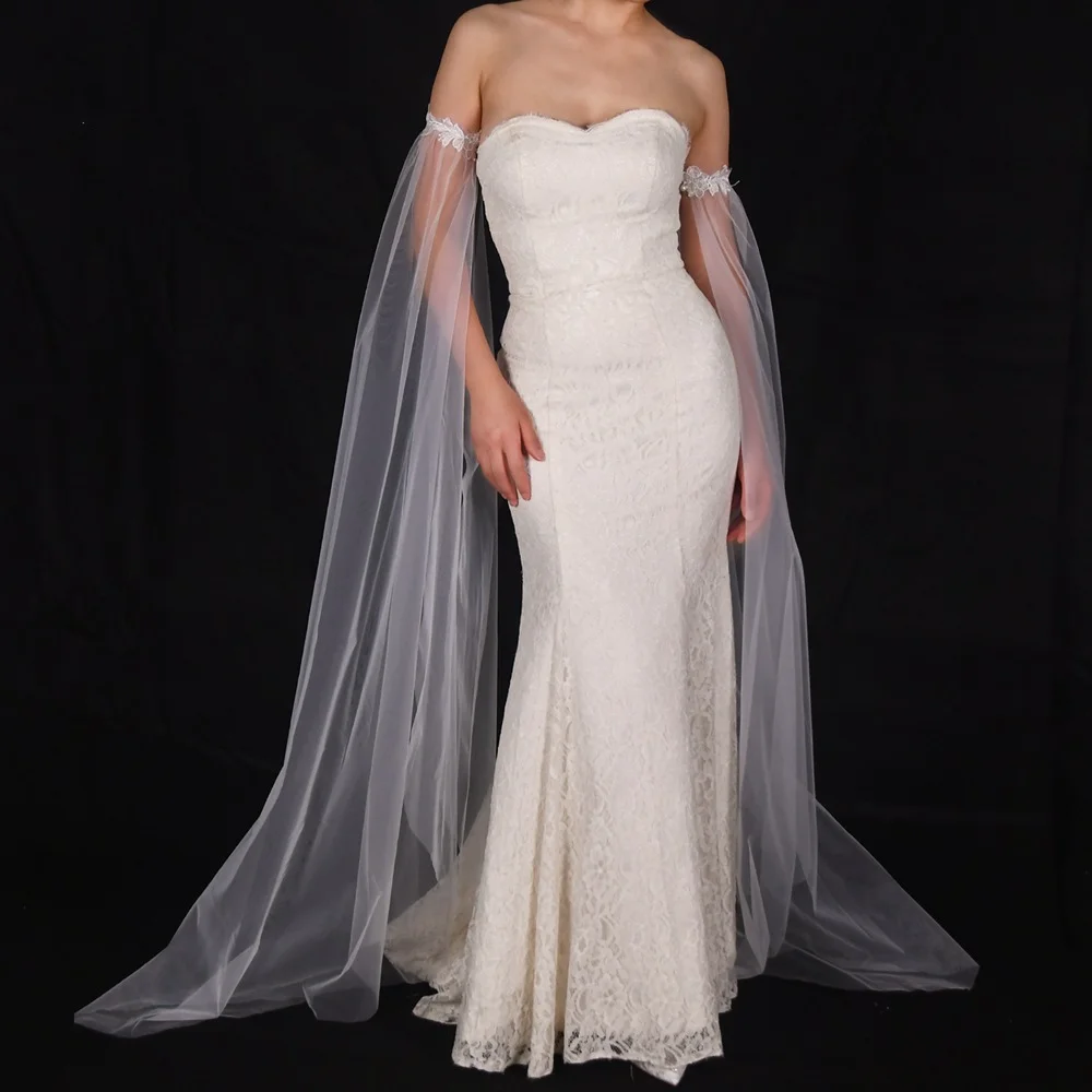 

Elegant Long Sleeve Lace Flower Elastic Cuff 1M Long Open Gloves Bridal Wedding Dress Arm Accessories