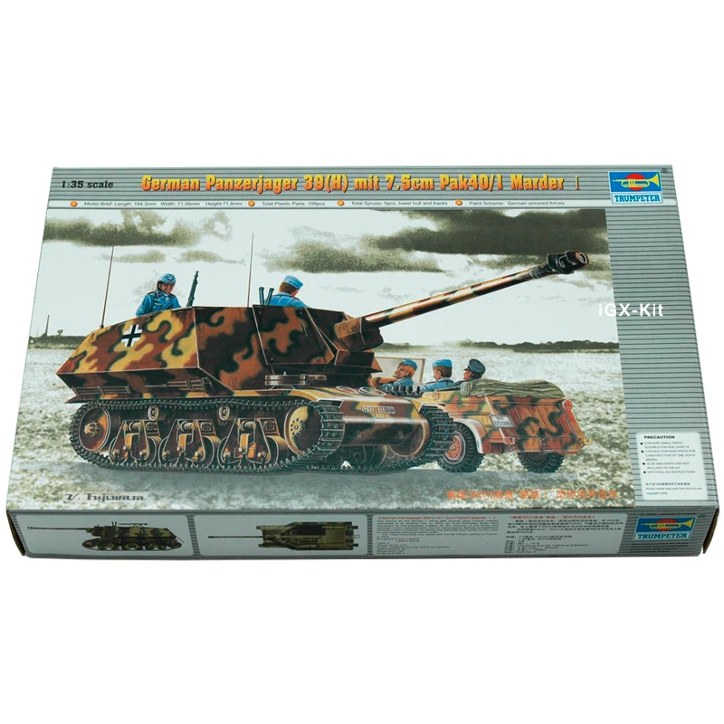 

Trumpeter 00354 1/35 German Panzerjager 39H W/ 7.5 cm Pak 40/3 Anti-Tank Gun Military Toy Plastic Assembly Building Model Kit