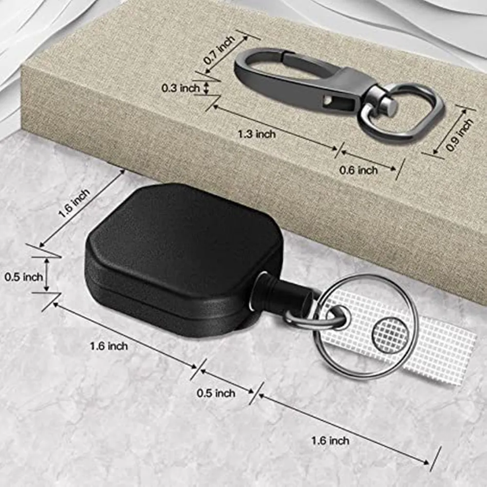 Heavy Duty Metal Retractable Badge Holders Carabiner Keychain Belt Badge Reels Clip Key Ring ID Card Holder 28.3inch Reinforced 5