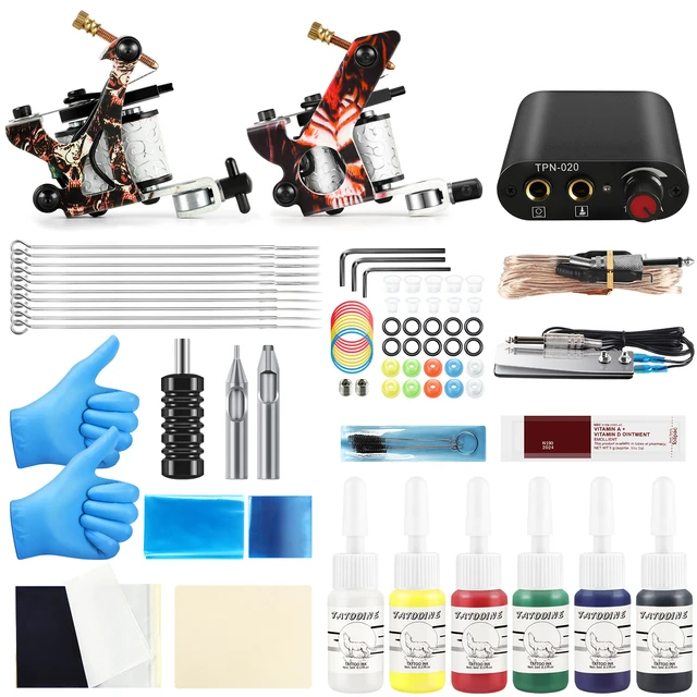 Complete Tattoo Kit Coil Tattoo Machine Set Tattoo Power Supply