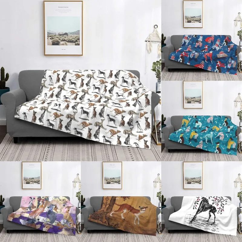 

The Whippet Blanket Soft Flannel Fleece Warm Greyhound Sighthound Dog Throw Blankets for Office Bedding Couch Bedspreads