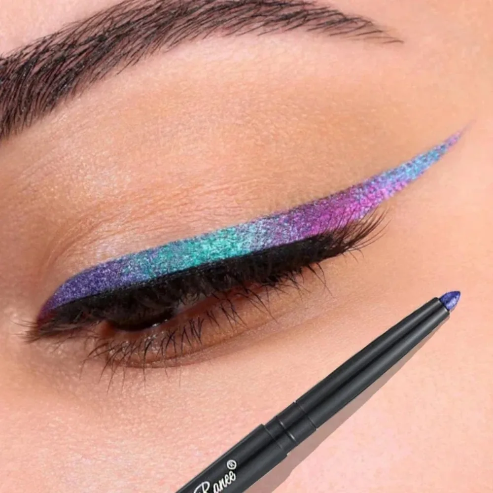Stylo Eyeliner aurore à paillettes, multi-cromé, fard à paupières métallique brillant durable, couché, ver à soie, vert, violet, Pigment de maquillage 1