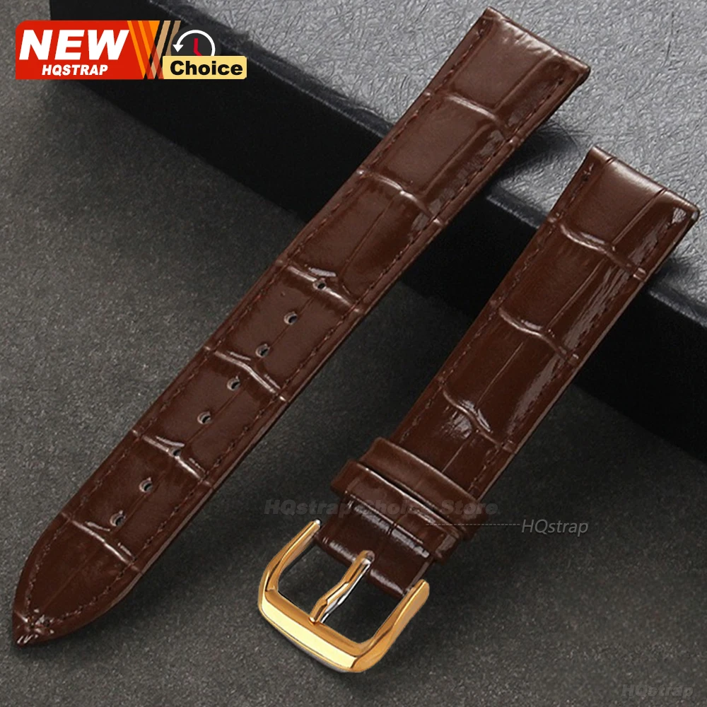 Universal Calfskin Leather Watch Strap with Gold Clasp & Adjustment Tool - Premium Wristband