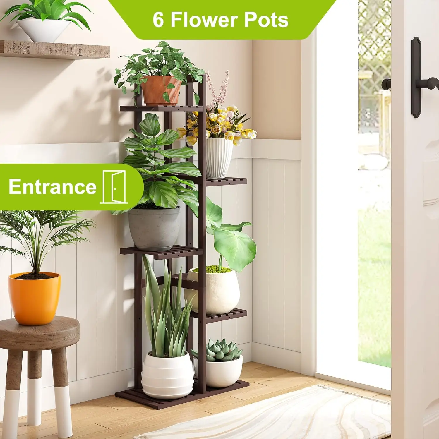 Bamboo Plant Stand for Indoor Outdoor Plants Corner Tall Plant Shelf Holder Shelf Plant Rack Holder Display Rack 4