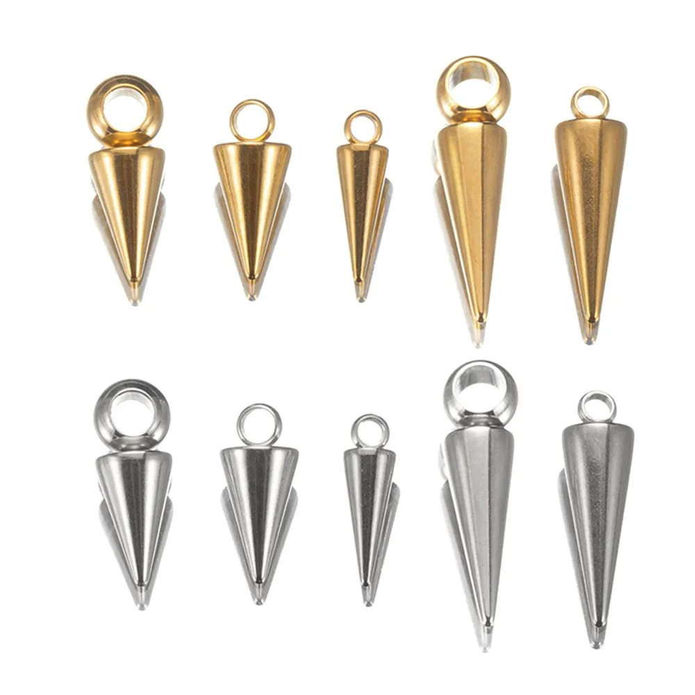 

5/10Pcs Gold Stainless Steel Cone Charms Pendants For DIY Necklace Earring Handmade Bracelets Jewelry Making Supplies Findings