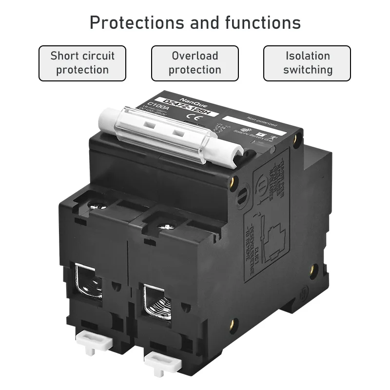 2P MCB 100A 125A 150A DC100V 150V 250V 500V 1000V Voltage Circuit Breaker C Curve for Solar Panel Battery Short Circuit Protection circuit breaker solar circuit breaker