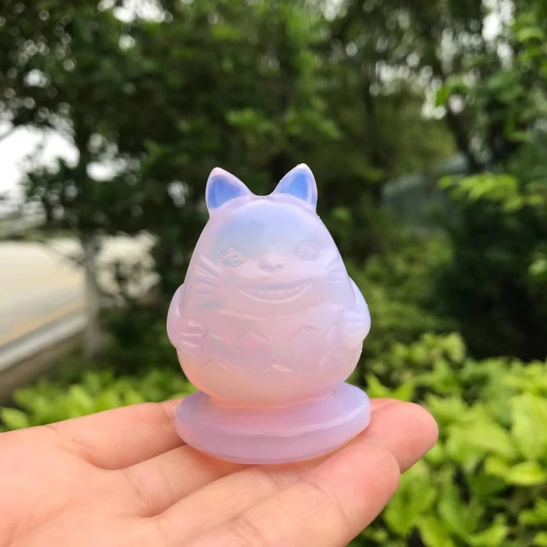 

5cm Natural High Quality White Opalite Cartoon Chinchillas Carved Crystal Healing Polished Mineral Ornament Home Decor 1pcs