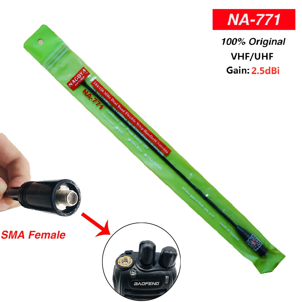 

Original Nagoya NA-771 Two Way Radio Antenna Walkie Talkie SMA Female Duanl Band VHF/UHF Antenna for Baofeng UV-5R UV-82 BF-888S