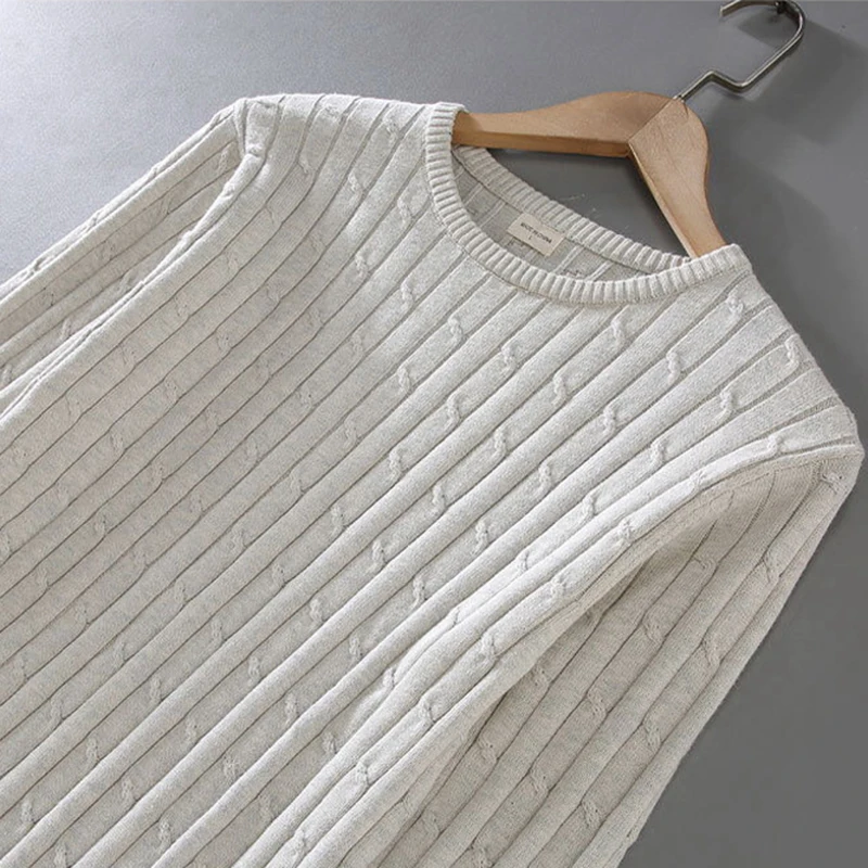 Description Picture 4 of item100% Cotton Sweater Men's High-quality Autumn Warm Knitted Fit Casual Jumpers Male Winter Korean Reviews Many Clothes