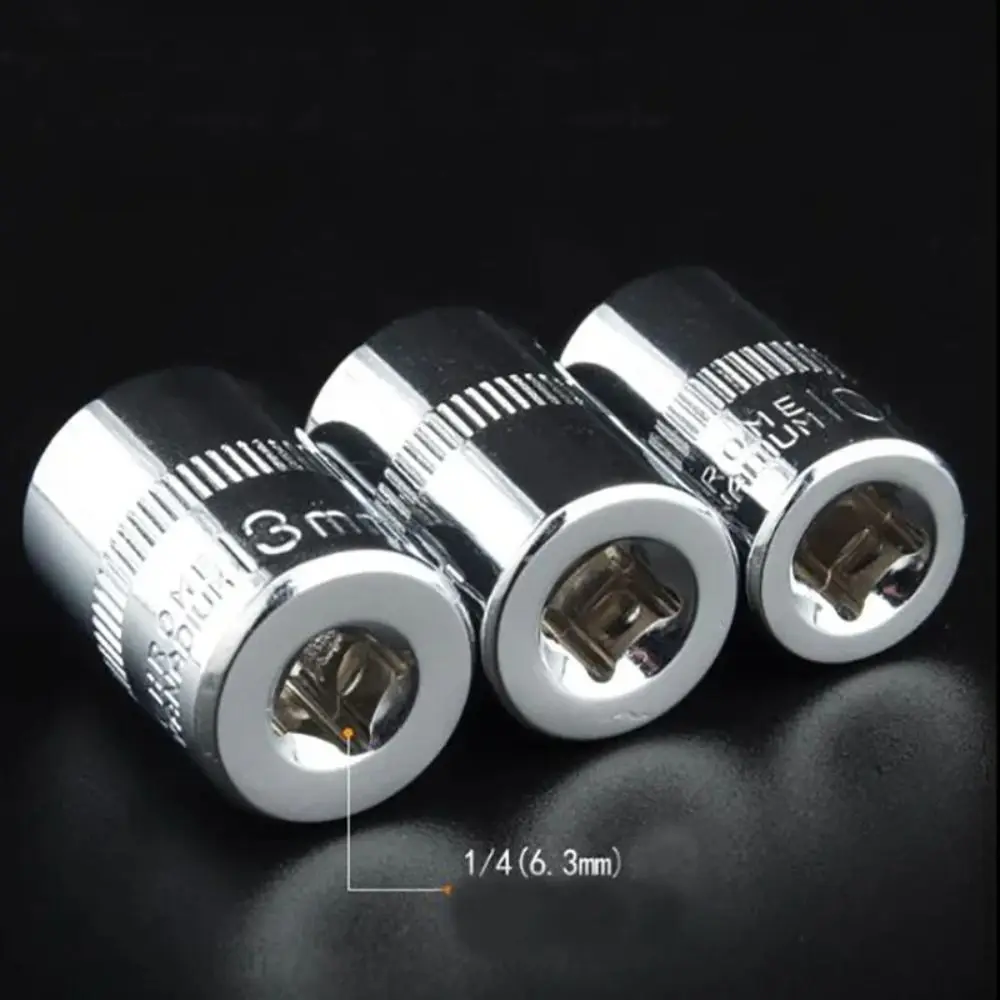 1 Stück neu für Ratschen drehmoments chl üssel Sechs kant buchse 1/4 "6,35mm Kopf Handwerkzeug metrische Schlüssel hülse 4-14mm Doppel end antriebs buchse – Detail 6