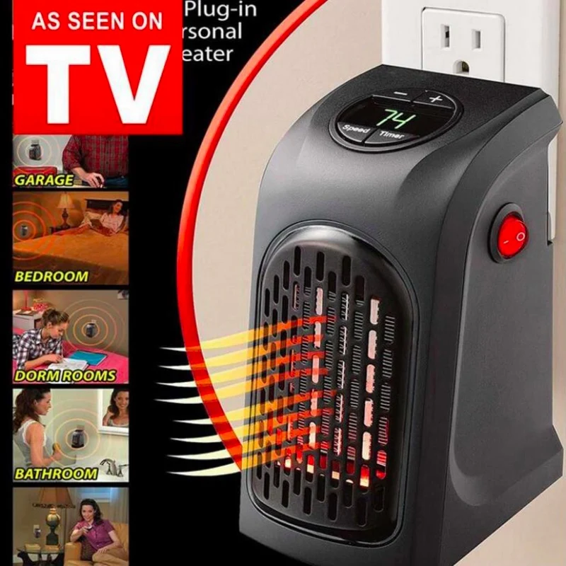 

2022 Electric Wall Heater Mini Portable Plug-in Personal Space Warmer for Indoor Heating Camping Any Place Adjustable Thermostat
