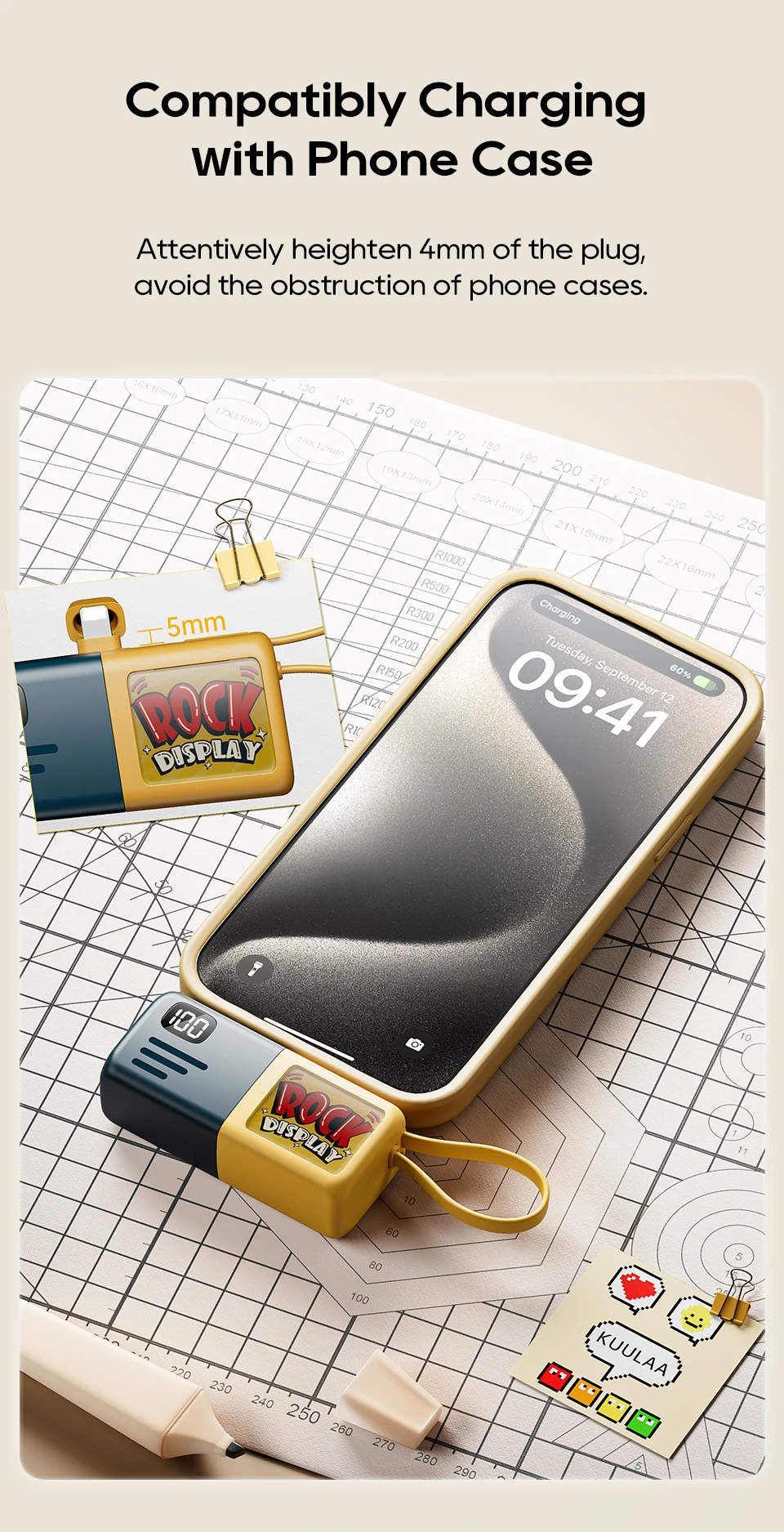 Shaking Capsule Power Bank 5000mAh With Cable Kuulaa