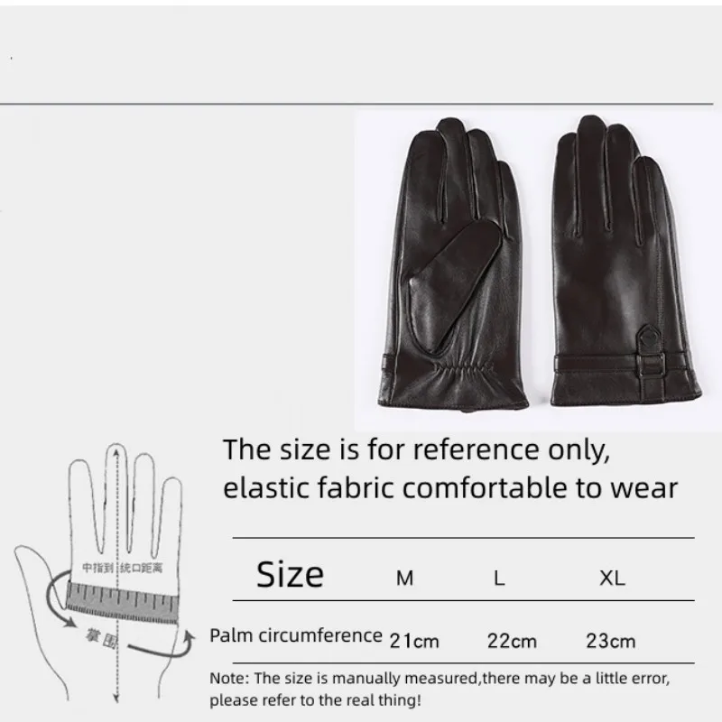 Winter Genuine Sheepskin Leather Cycling Gloves Men Touchscreen Texting Driving Bike Motorcycle 양가죽Warm Fleece Gloves Gentleman 6