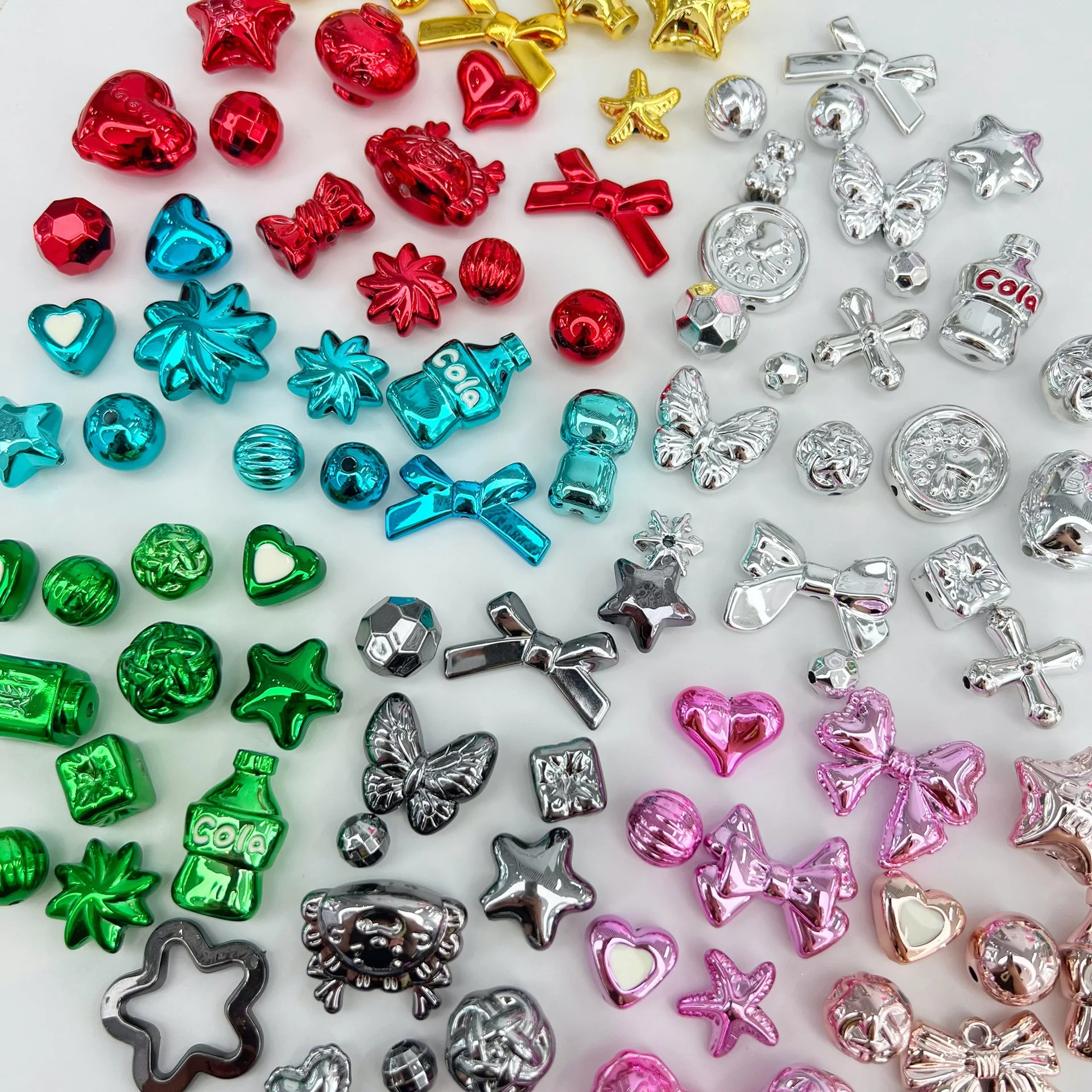 UV Metal DIY handmade material bag 50/100g mobile phone chain string bead material high-end goods mixed jewelry accessories Metallic Beads Metal Beads