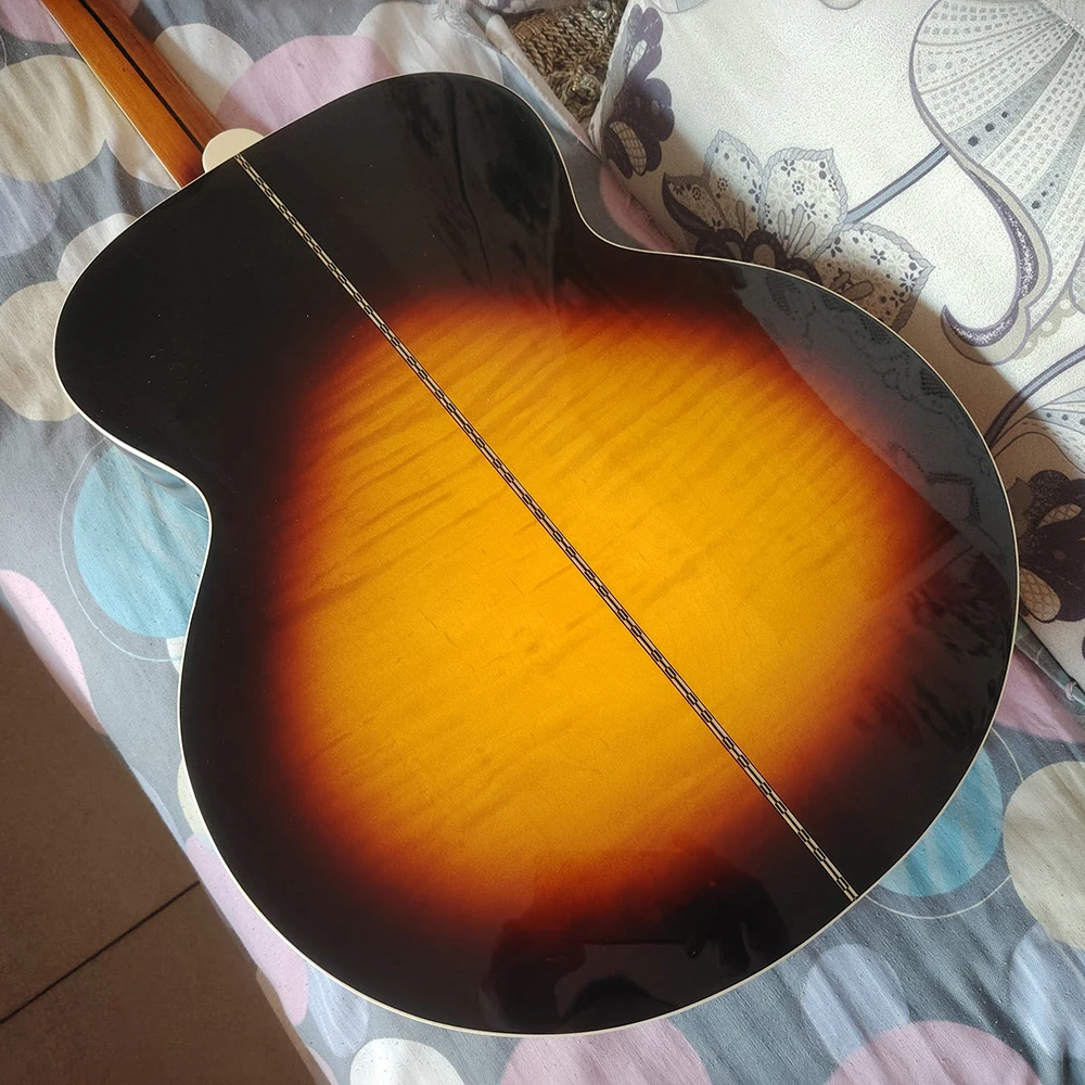43 inch side rear flame maple top SJ-200BS-E electric box folk electric acoustic guitar in stock ping