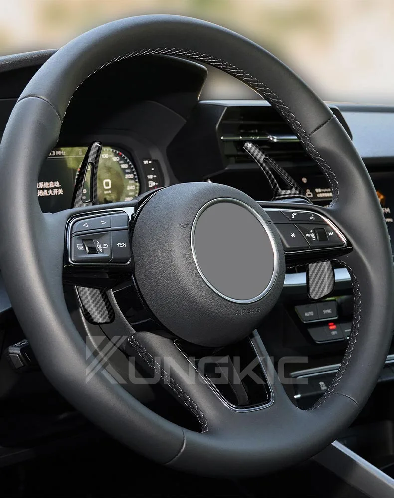 Auto-Lenkrad-Schaltwippen für Audi A3 A4 A5 S3 S4 S5 SQ5 SQ7 Q2 Q3 Q5 Q7 TT TTS ABS Carbonfaser-Stil Zubehör – Detail 11