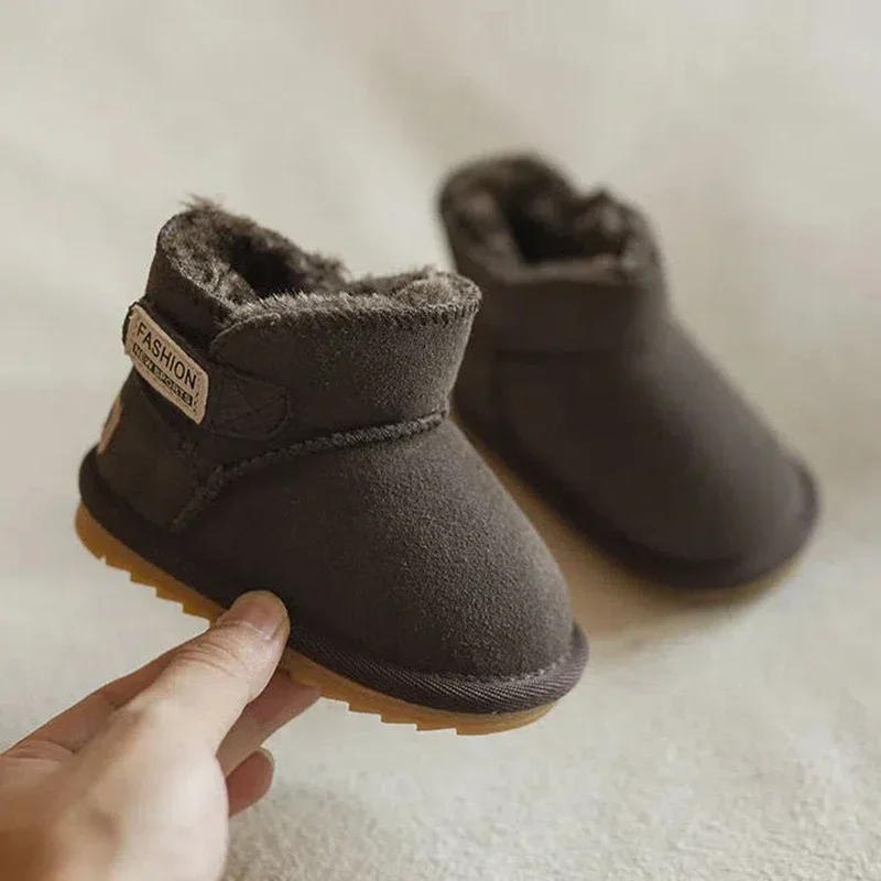 New Winter Baby Snow Boots Warm Plush Leather Toddler Shoes Fashion Boys Girls Anti-slip Rubber Sole Baby Sneakers Infant Boots baby shoes baby boots winter snow boots