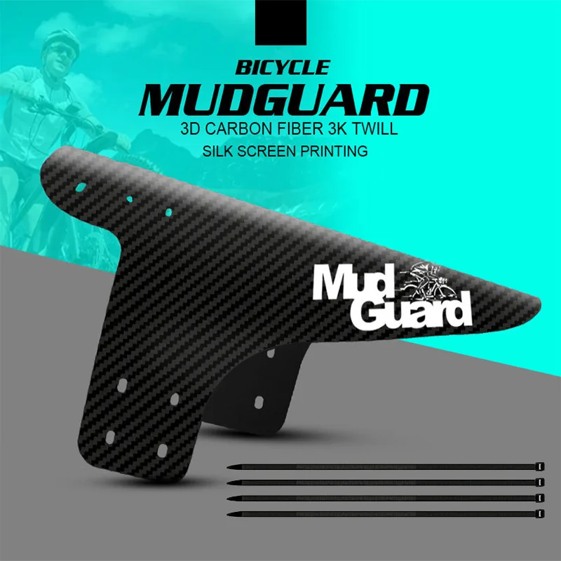 Description Picture 2 of item2 Piece Set Bicycle Fender Mountain Carbon Pattern Bike Mud Guard For Front Rear Wheel Mudguard Ultralight Cycling MTB Fender