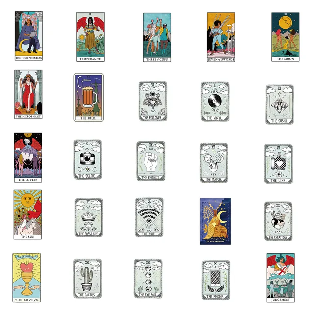 156 Tarot Katzen Aufkleber - Retro DIY Aufkleber Set