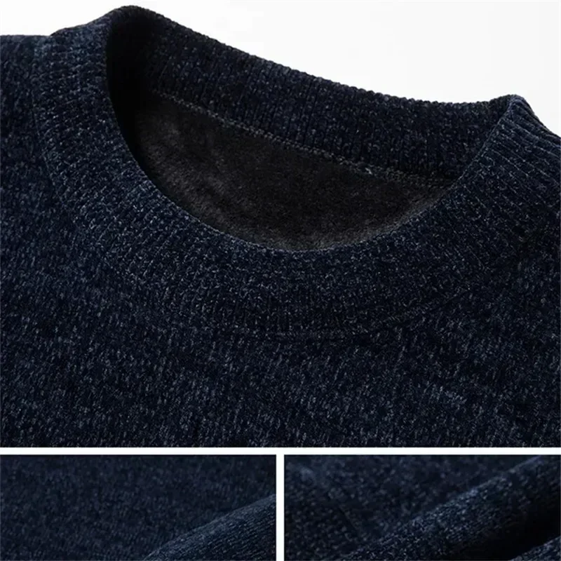 2024 Men's Thick Warm Chenille Cashmere Sweater Top Autumn Winter Soft Casual Pullover Sweater Tops Male Knitted Sweater свитер 3
