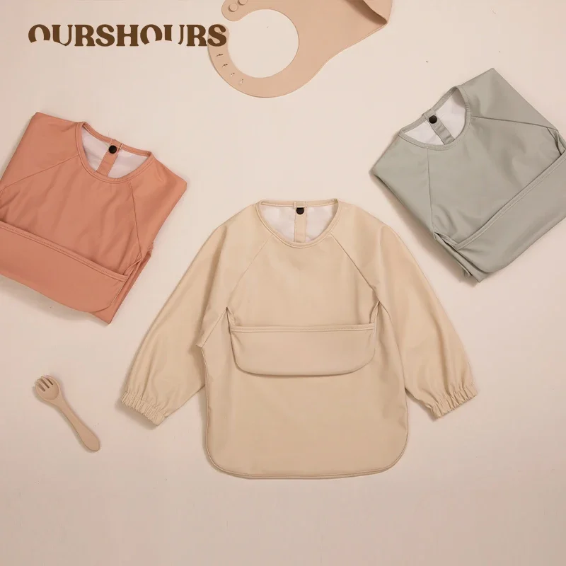 

1 шт., Детский мягкий водонепроницаемый нагрудник с длинным рукавом