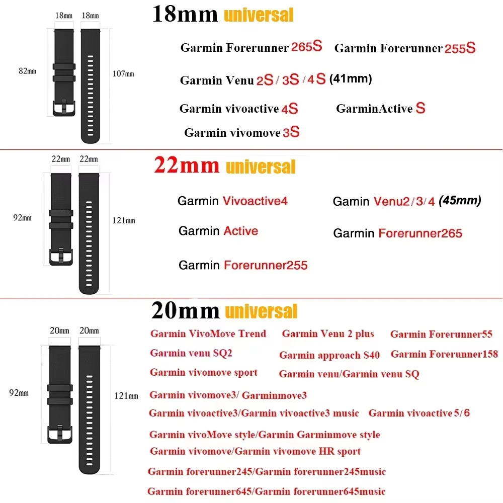 Durable Nylon Strap for Smartwatches - Adjustable and Comfortable Fit, Multiple Sizes Available