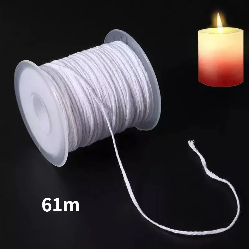 DIY Wax Core 61 M Long Cotton Braided Candle Wick Smokeless Aromatherapy Candle Wire Handmade Candle Making Accessories