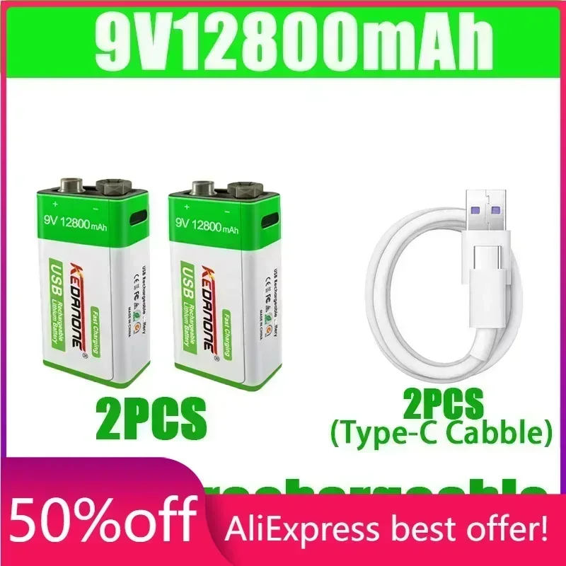 

NEW 9V 12800mAh li-ion Rechargeable battery Micro USB Batteries 9 v lithium for Multimeter Microphone Toy Remote Control KTV use