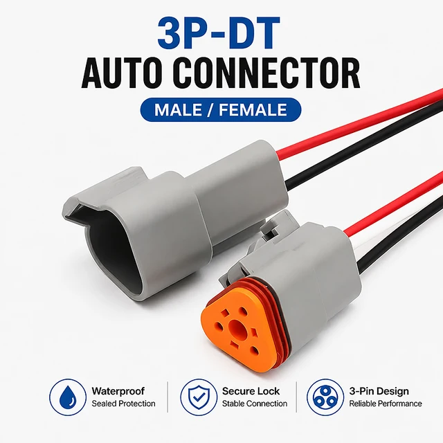 3 Pin DT04-3P DT06-3S Waterproof Connector with 15cm Cable - Heavy Duty Electrical Plug Socket for Car, Truck, Motorcycle & Boat 1
