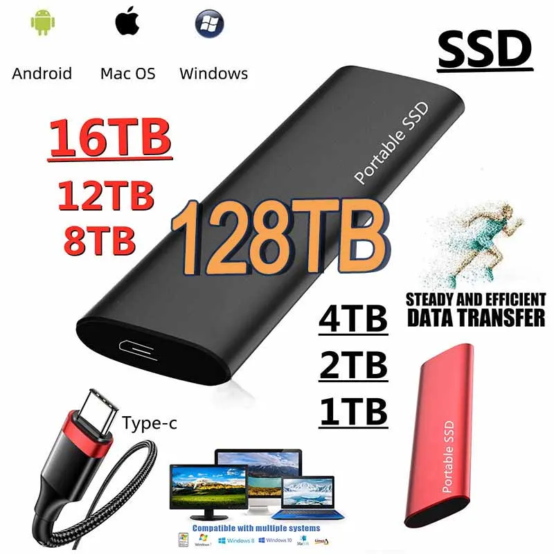 ラップトップ,Windows,Mac用のUSBテラバイトタイプC外付けハードドライブ,高速3.1 GB,500GB AliExpress