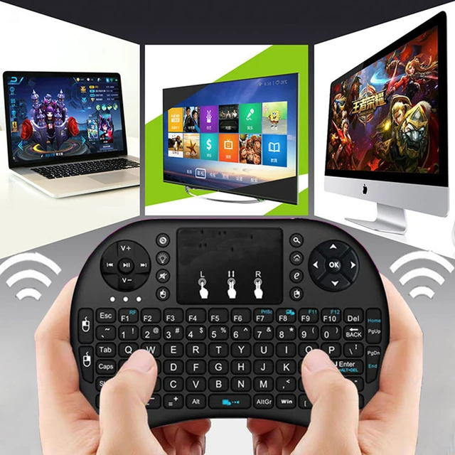 Bluetooth 2.4G teclado sem fio, luz de fundo, russo, espanhol, Air Mouse,  Touchpad remoto para Android TV Box, PC, I8 Mini teclado - AliExpress