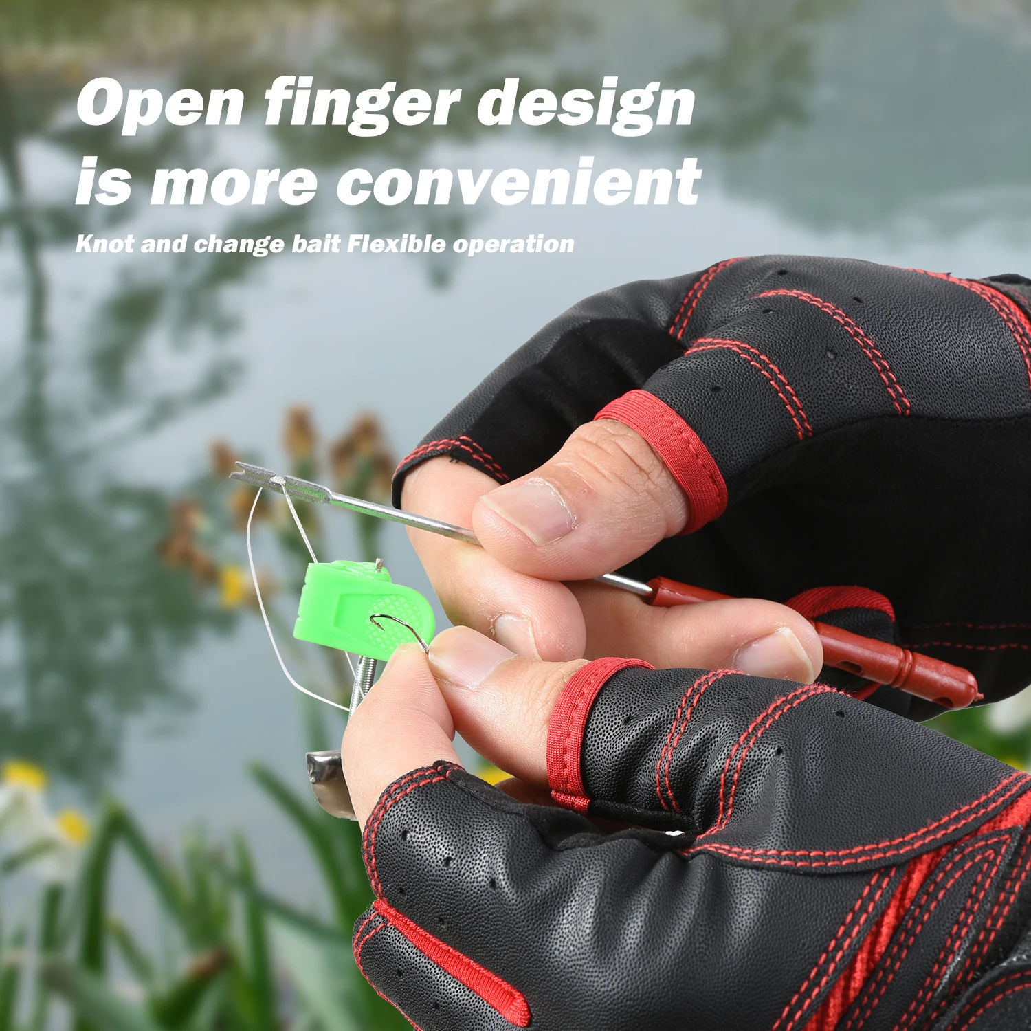 A pair of durable three finger fishing gloves thin highly elastic fabric breathable cool non slip comfortable Fishing Gloves