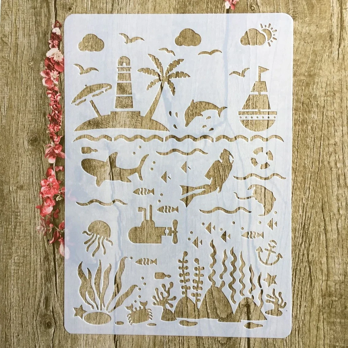 

Трафареты A4 29*21 см Ocean World DIY, настенная живопись, фотография, шаблон