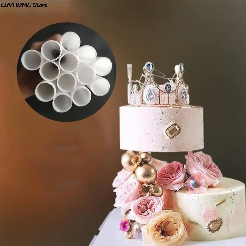 New 10Pcs 21cm/24cm/30cm Cake Dowels White Plastic Cake Support Rods Round Dowels Straws Reusable