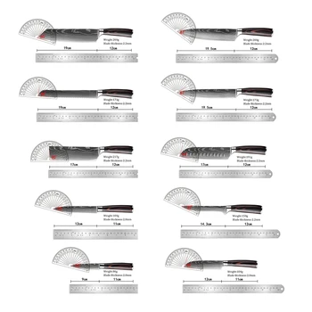 1-10PCS Chef knife Japanese Kitchen Knives Set Professional Laser Damascus Pattern Stainless Steel Meat Cleaver Slicer Knife 6