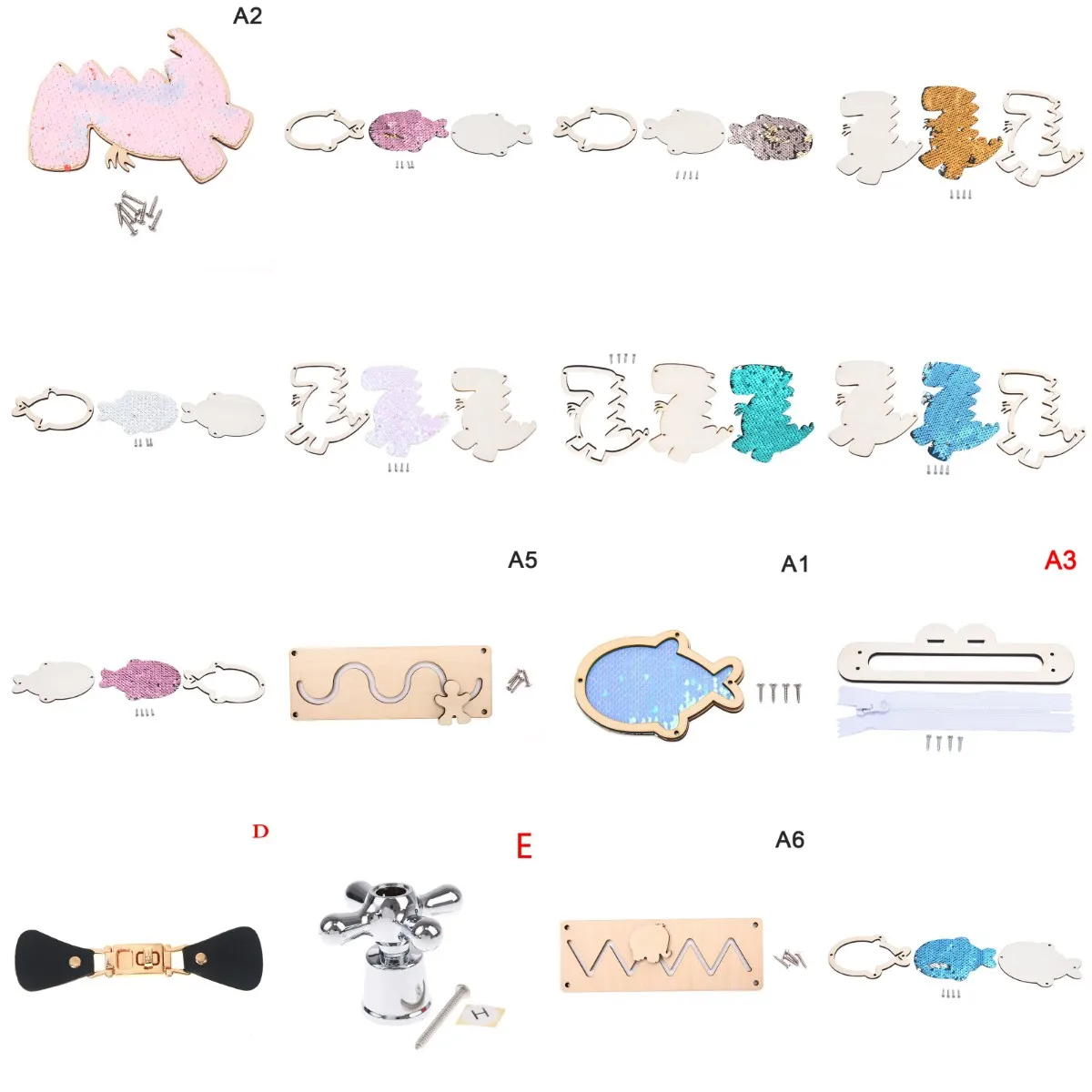 1pcs Baby Busy Board Accessories Elements Montessori Material Wooden Parts Toys DIY Educational Oranments Sensory Toys