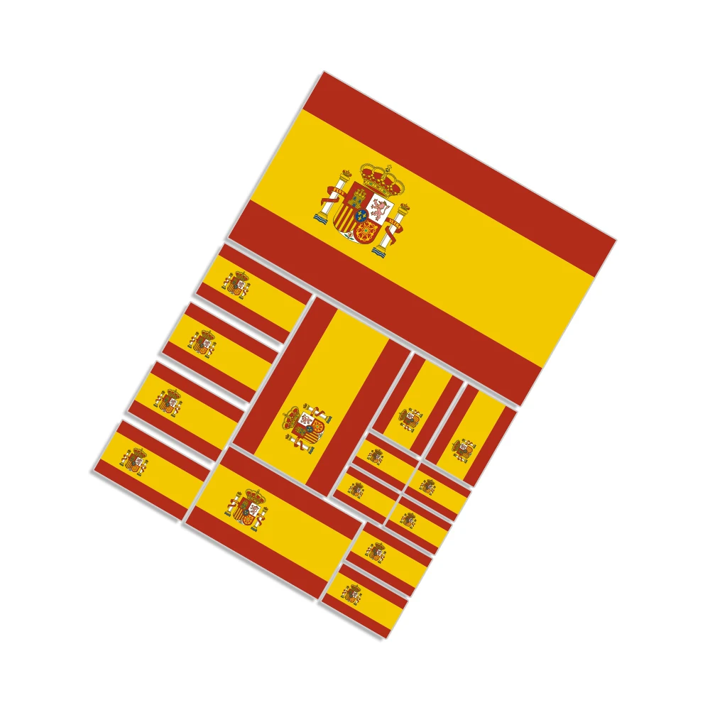 Flag Vinyl Stickers Set - Spain, Poland, Israel, Palestine, Japan, UK, France - for Car, Mirror, Motorcycle, or Laptop
