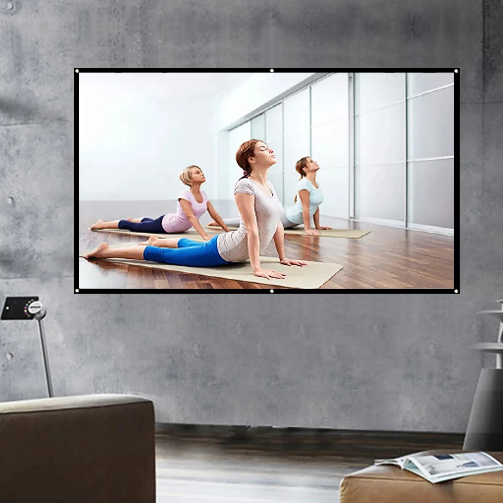 Portable Projector Screen Reflective Fabric Metal Anti-Light 4K Projection Curtain Black Edges 60/72/84/100/120/130 Inch