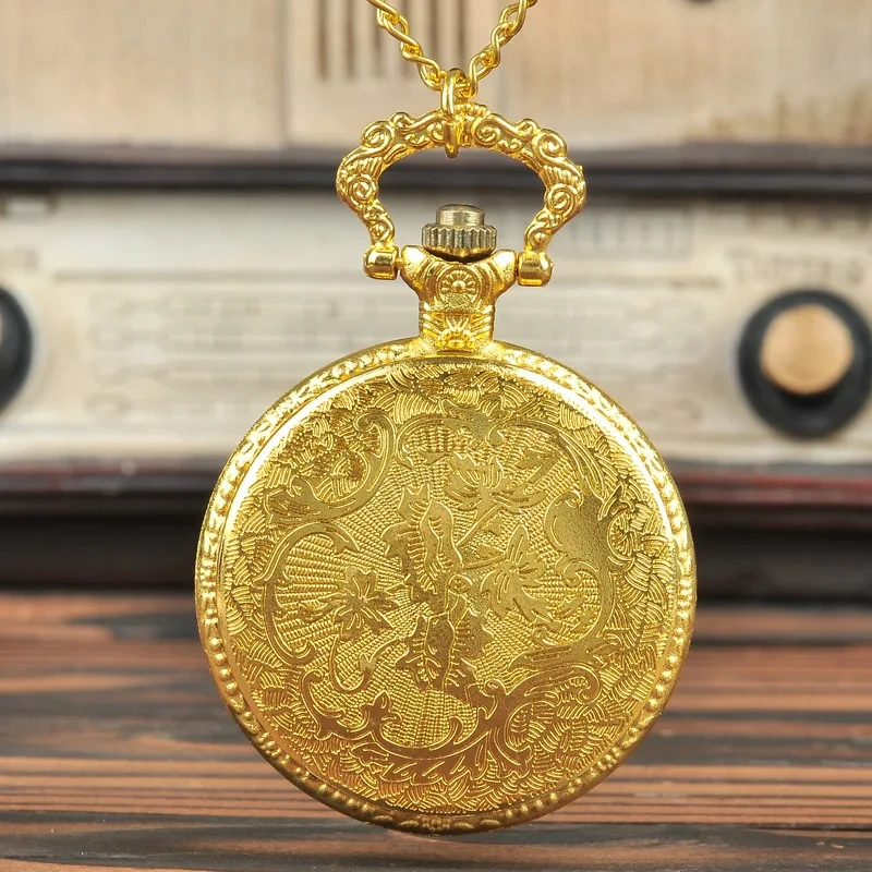 Fashion Alloy Retro Relief Gold Pocket Watch Animal Elk Deer