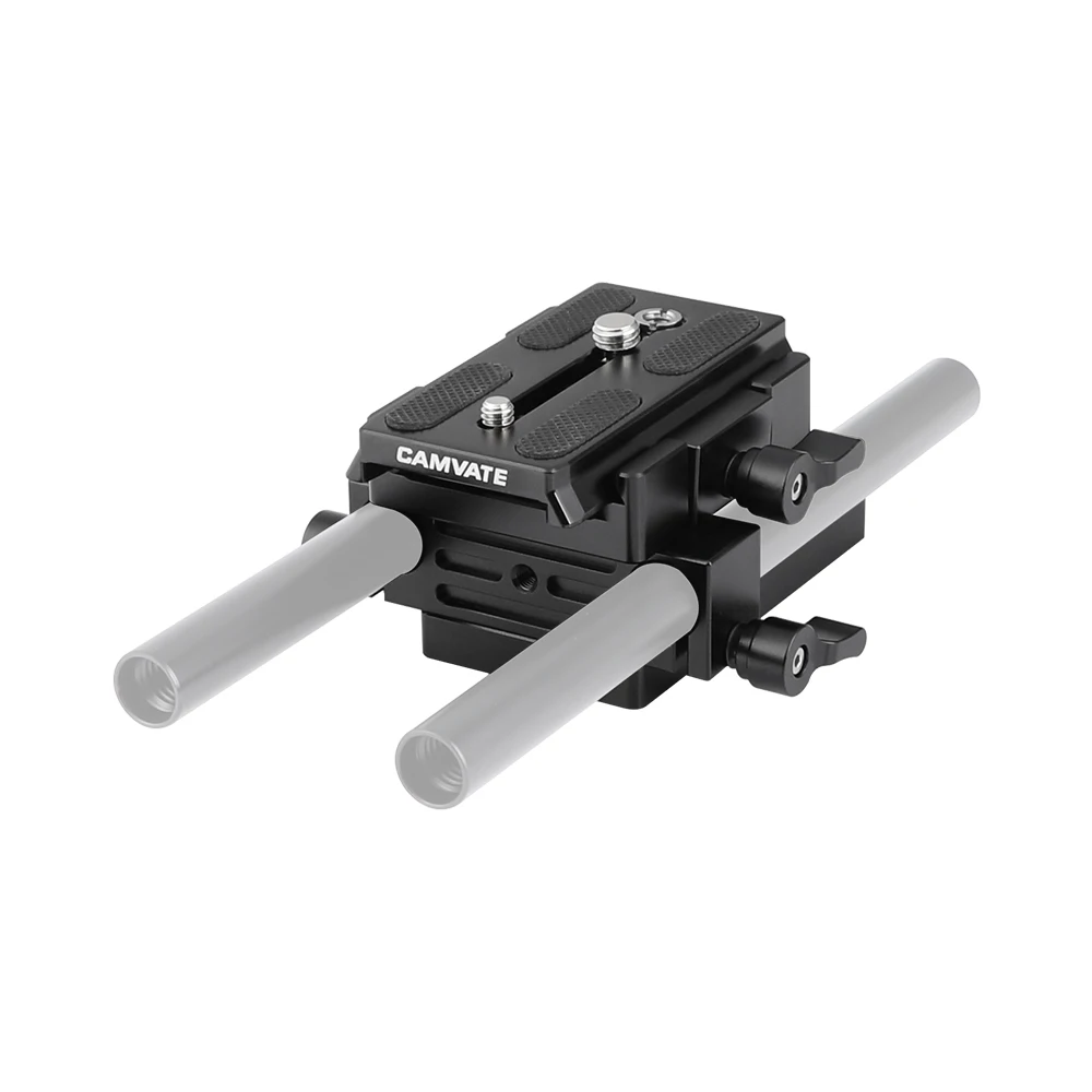 

KAYULIN Quick Mount Plate for Manfrotto Camera Tripod Baseplate With 15mm Dual Rod Clamp DSLR 1/4" 3/8" Screw Camera Cage Rig