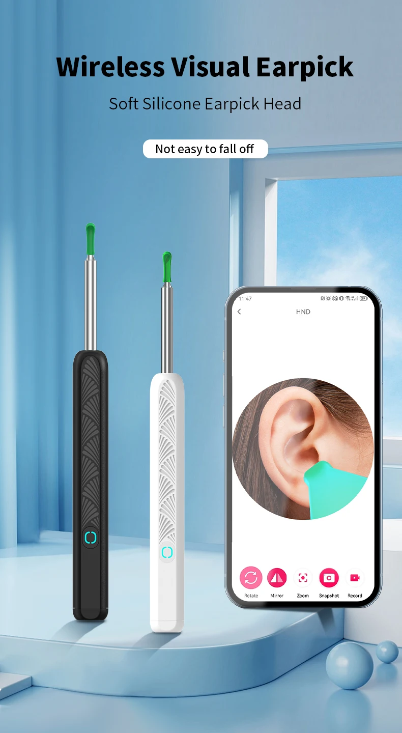 Description Picture 3 of itemWiFi Visual Ear Wax Cleaner with Camera Safe Earwax Removal Endoscope with Camera Luminous Otoscope Ear Cleaning Tools Ear Care