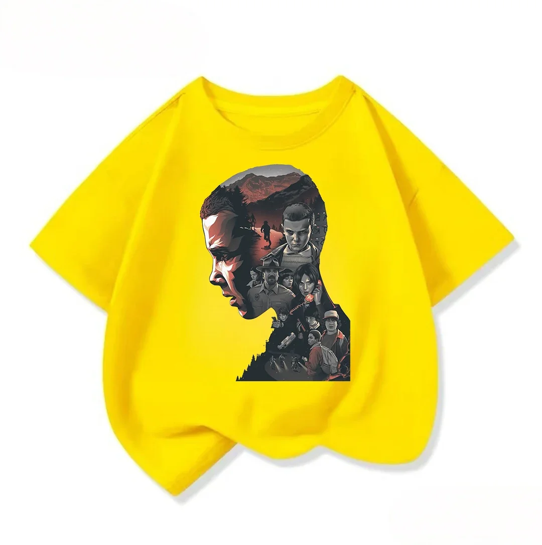 키즈 반팔 티셔츠 Cool Stranger Things 크루넥 패션 스트리트 탑 여름 캐주얼웨어 소년 소녀용 3 14Y